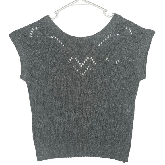 Vintage FaBE Silk & Angora mix, gray vest with a deep V on the back size Large - Picture 1 of 12